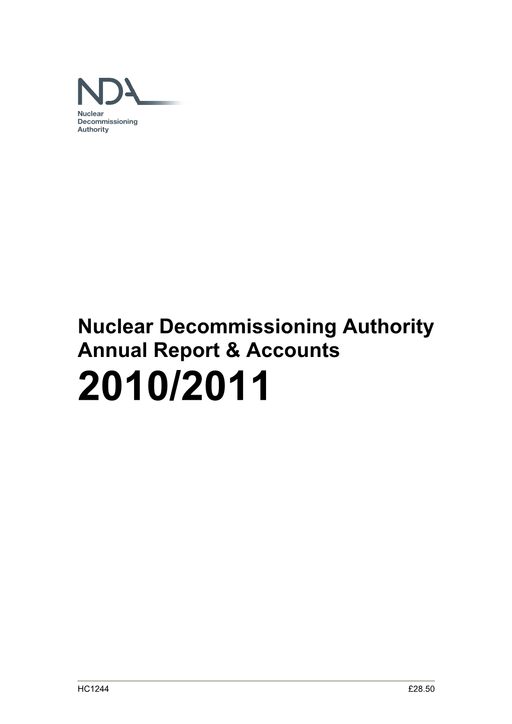 Nuclear Decommissioning Authority Annual Report & Accounts 2010/2011