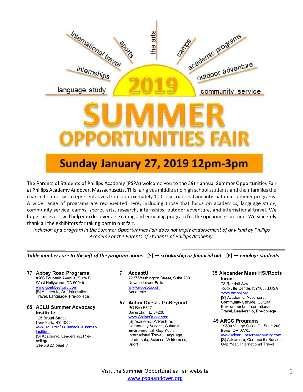 Visit the Summer Opportunities Fair Website