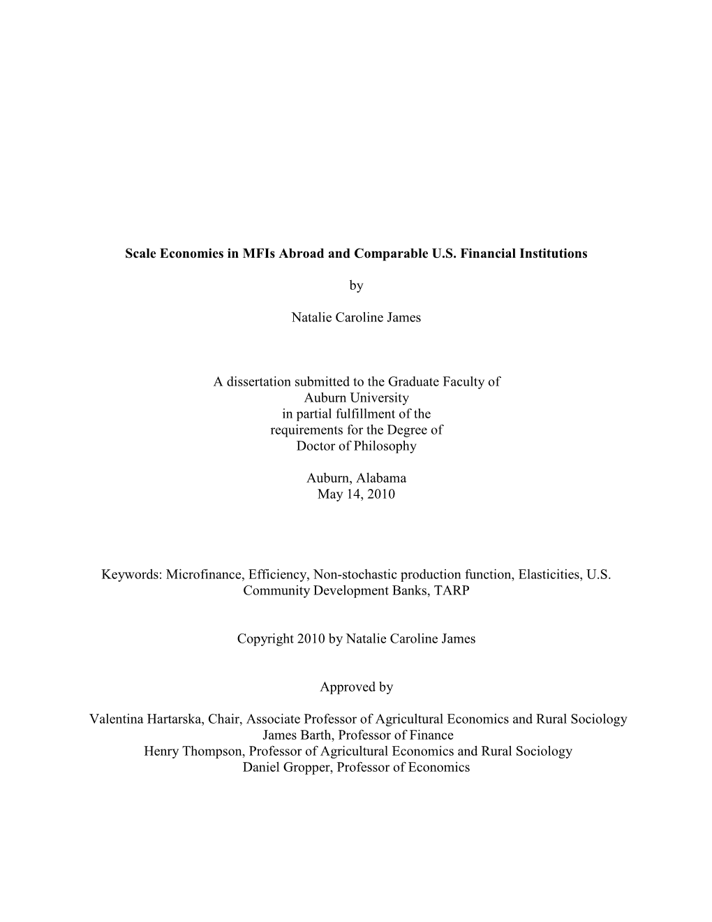 Scale Economies in Mfis Abroad and Comparable U.S