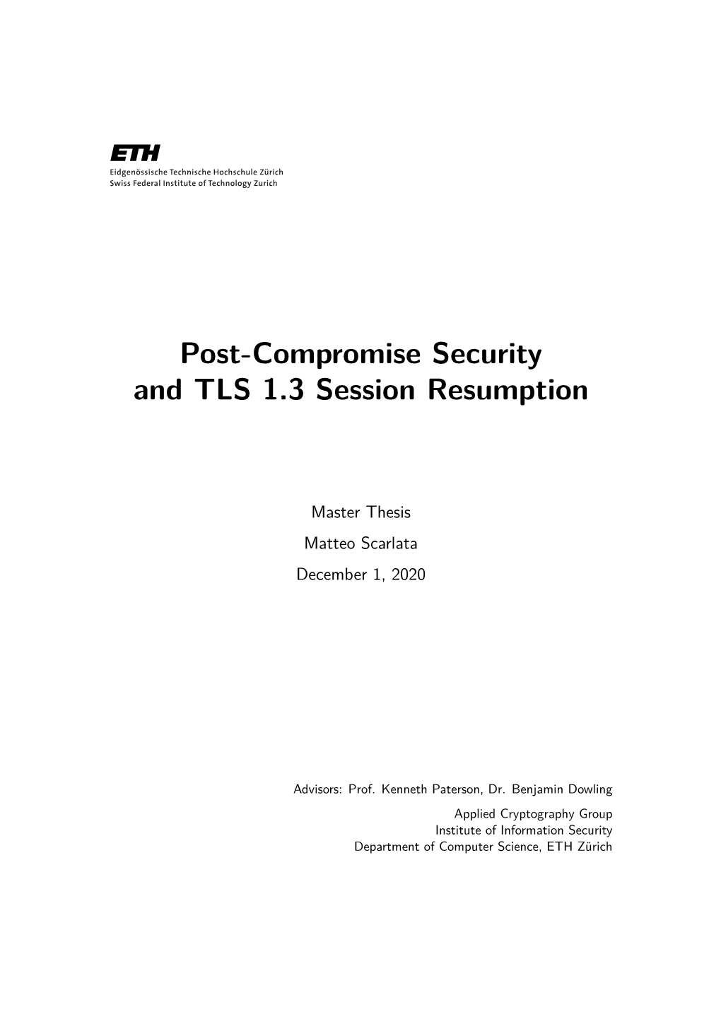 Post-Compromise Security and TLS 1.3 Session Resumption