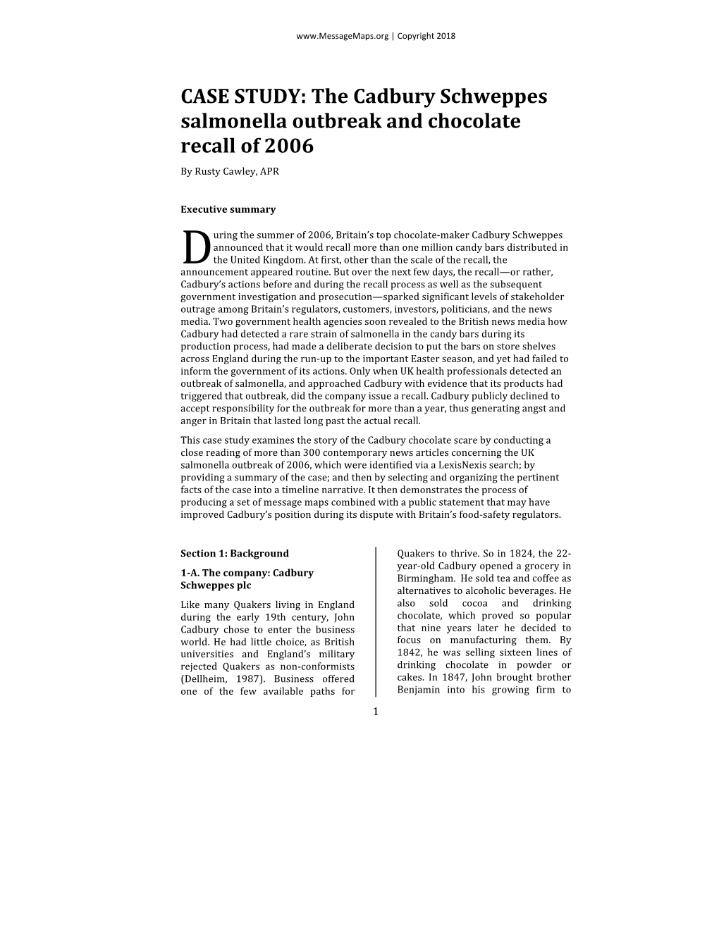 ARTICLE VESION Cadbury Case Study Online Version 5.12.18