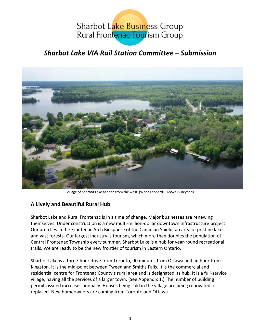 Sharbot Lake VIA Rail Station Committee – Submission