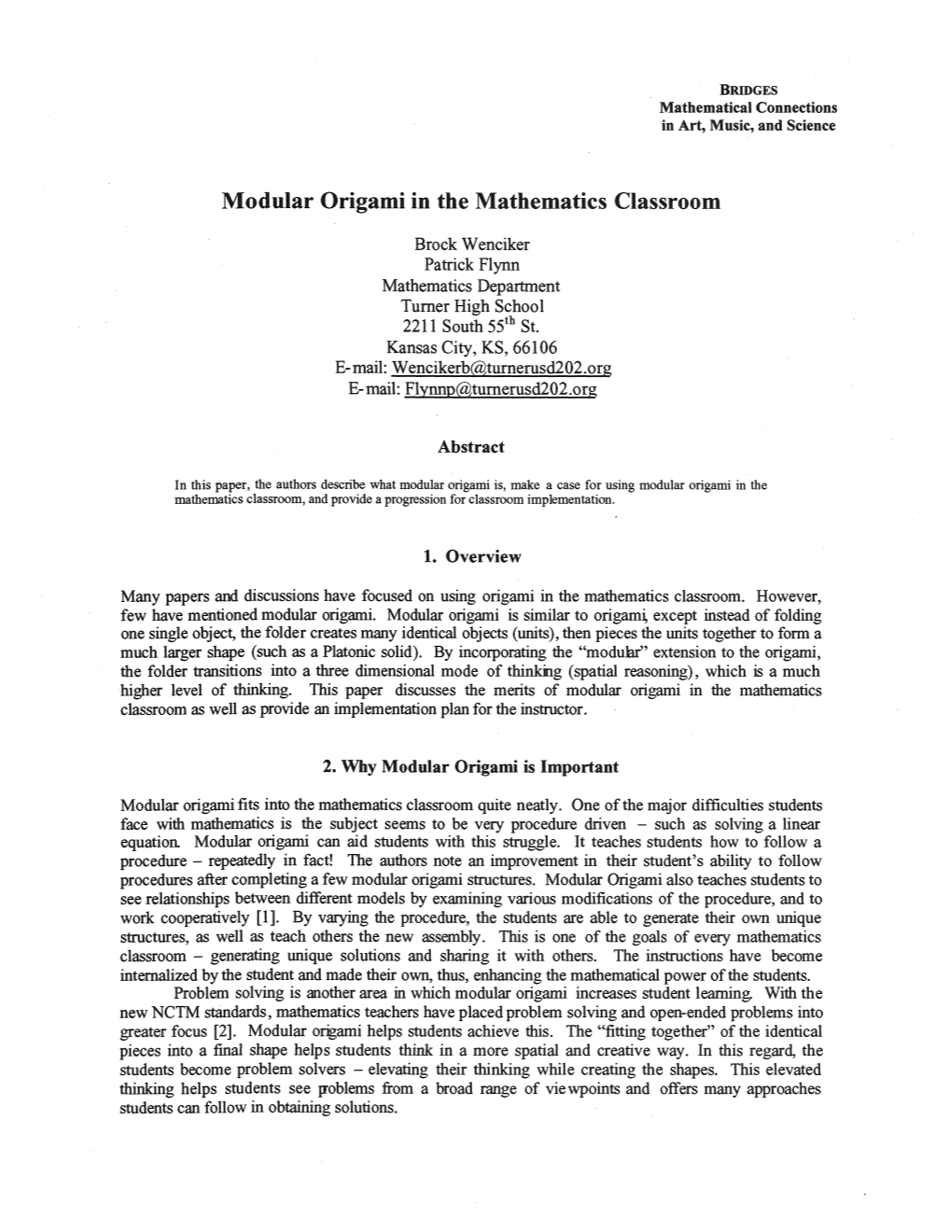 Modular Origami in the Mathematics Classroom