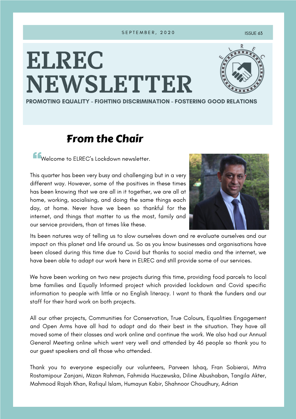 Elrec Newsletter Promoting Equality - Fighting Discrimination - Fostering Good Relations