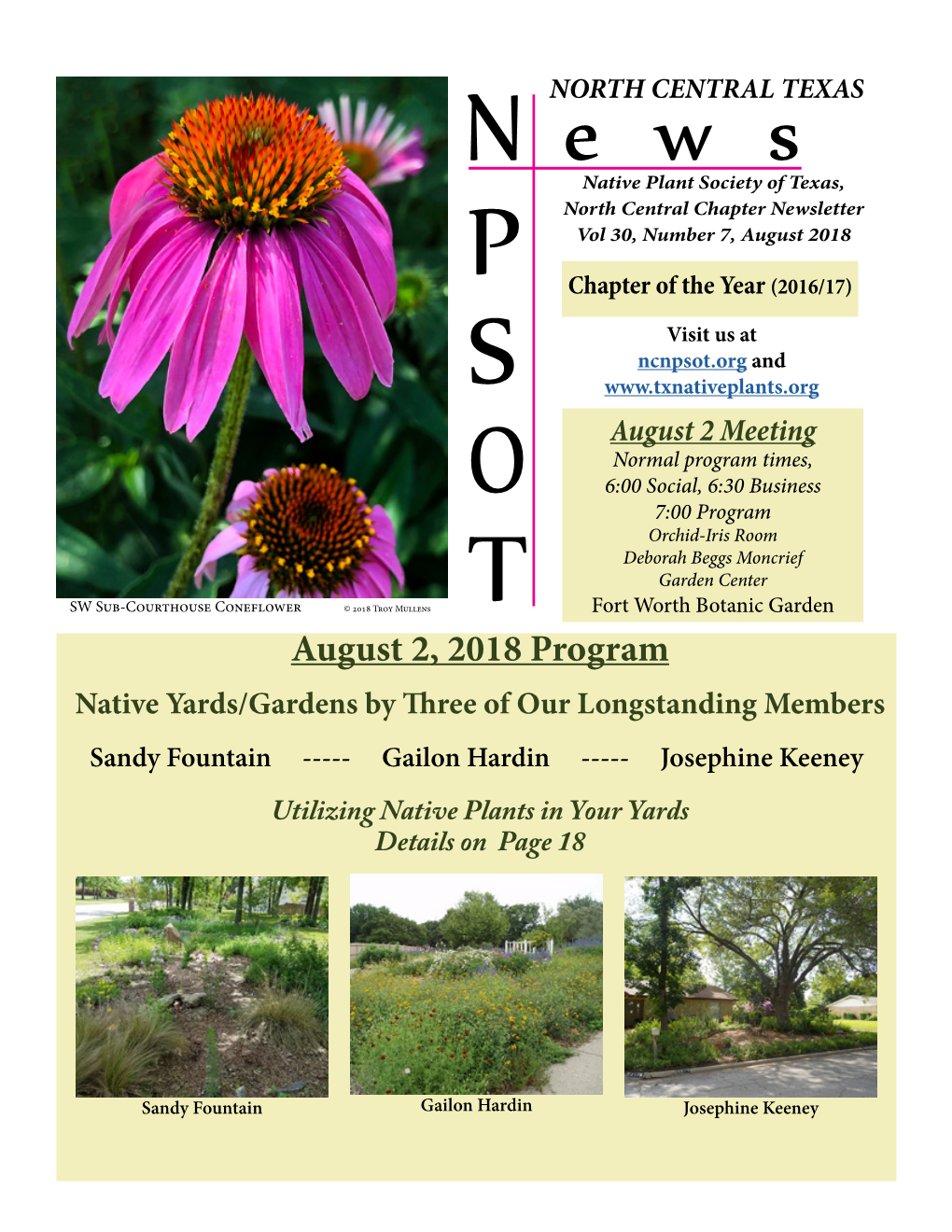 Newsletter 2018 August