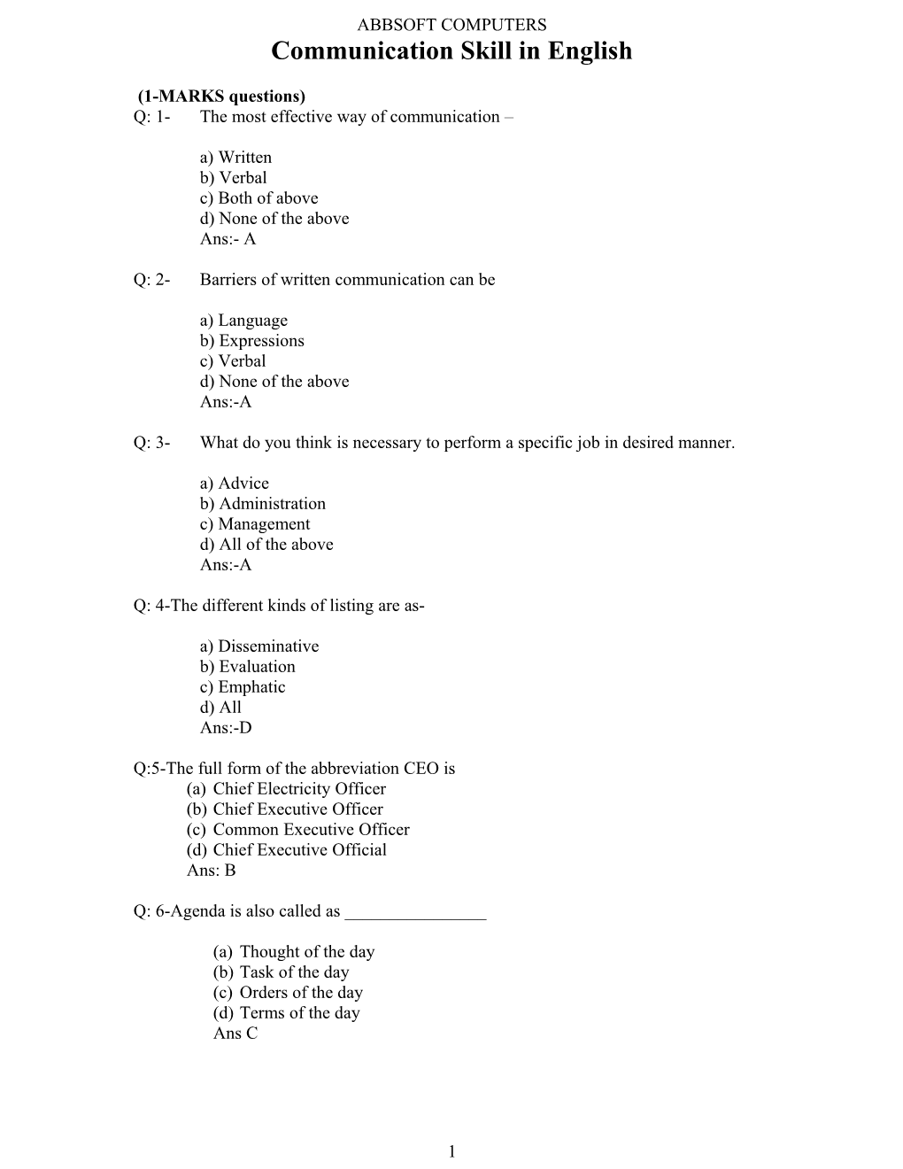 PCTI Question Bank