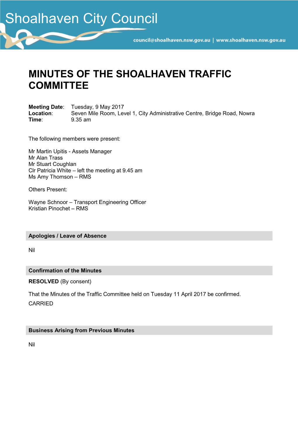 Minutes of Traffic Committee