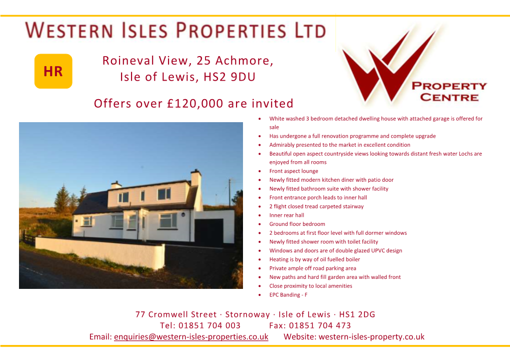 Roineval View, 25 Achmore, Isle of Lewis, HS2 9DU Offers Over