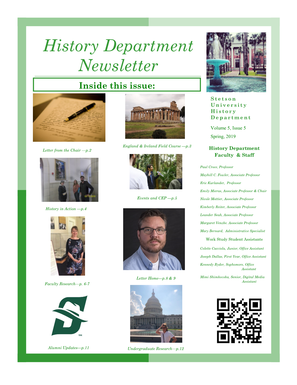 History Department Newsletter Inside This Issue