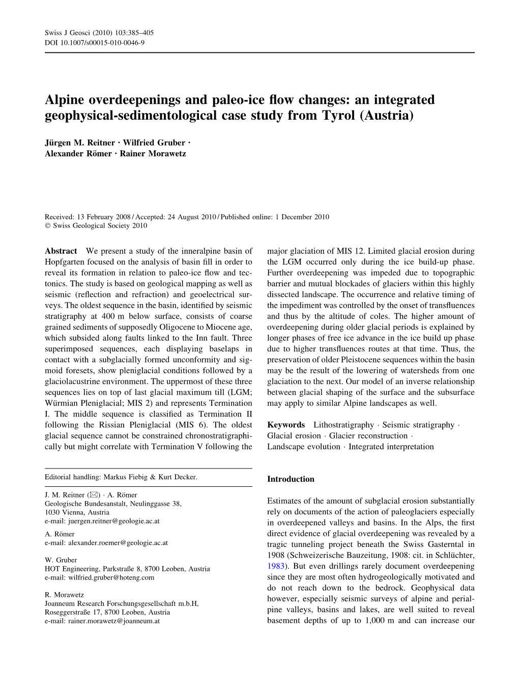 Alpine Overdeepenings and Paleo-Ice Flow Changes