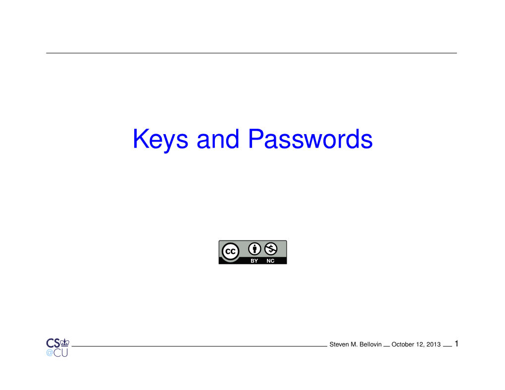 Keys and Passwords