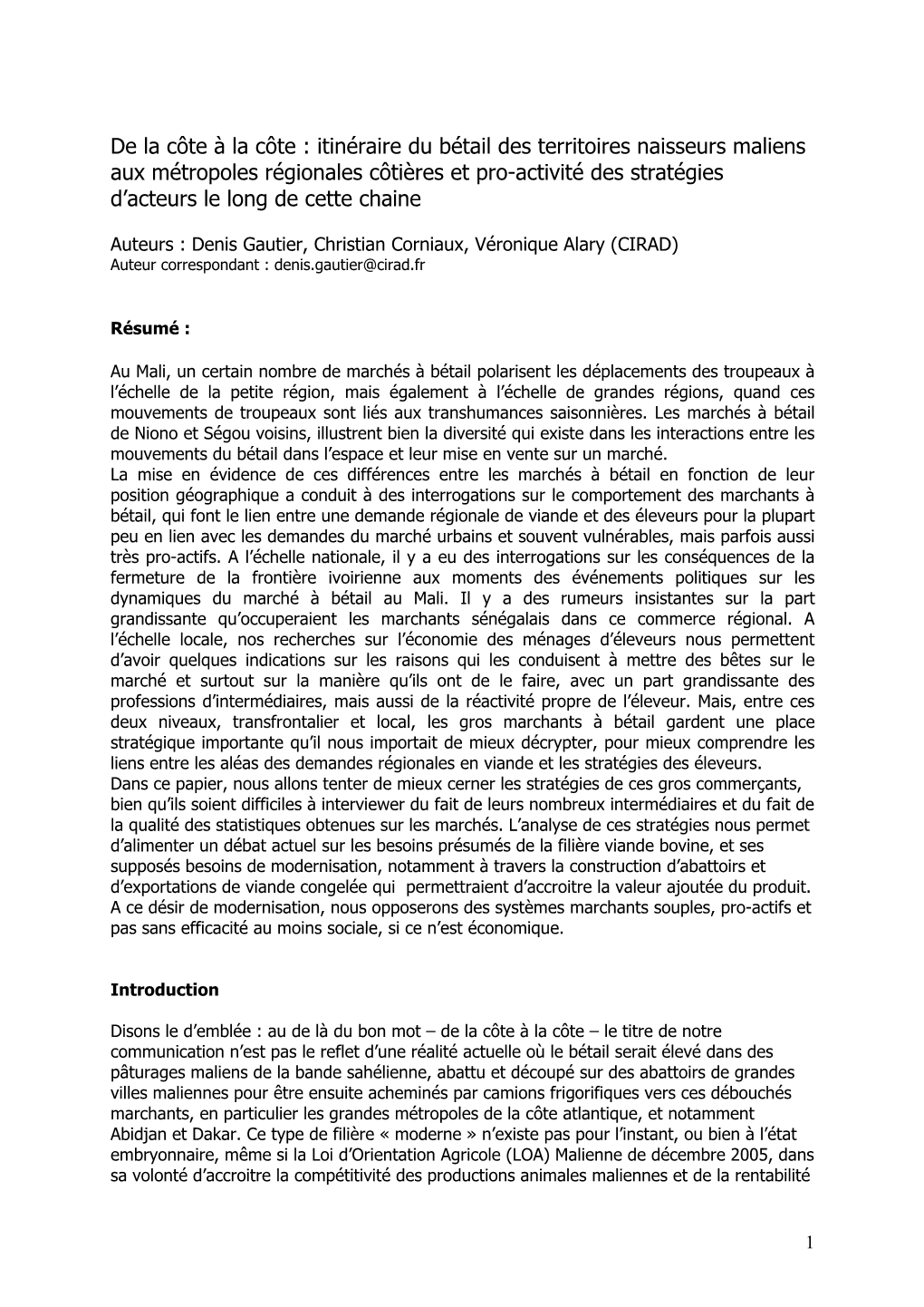 Polarisation Des Flux De Bétail Par Les Marchés Et Stratégies Des