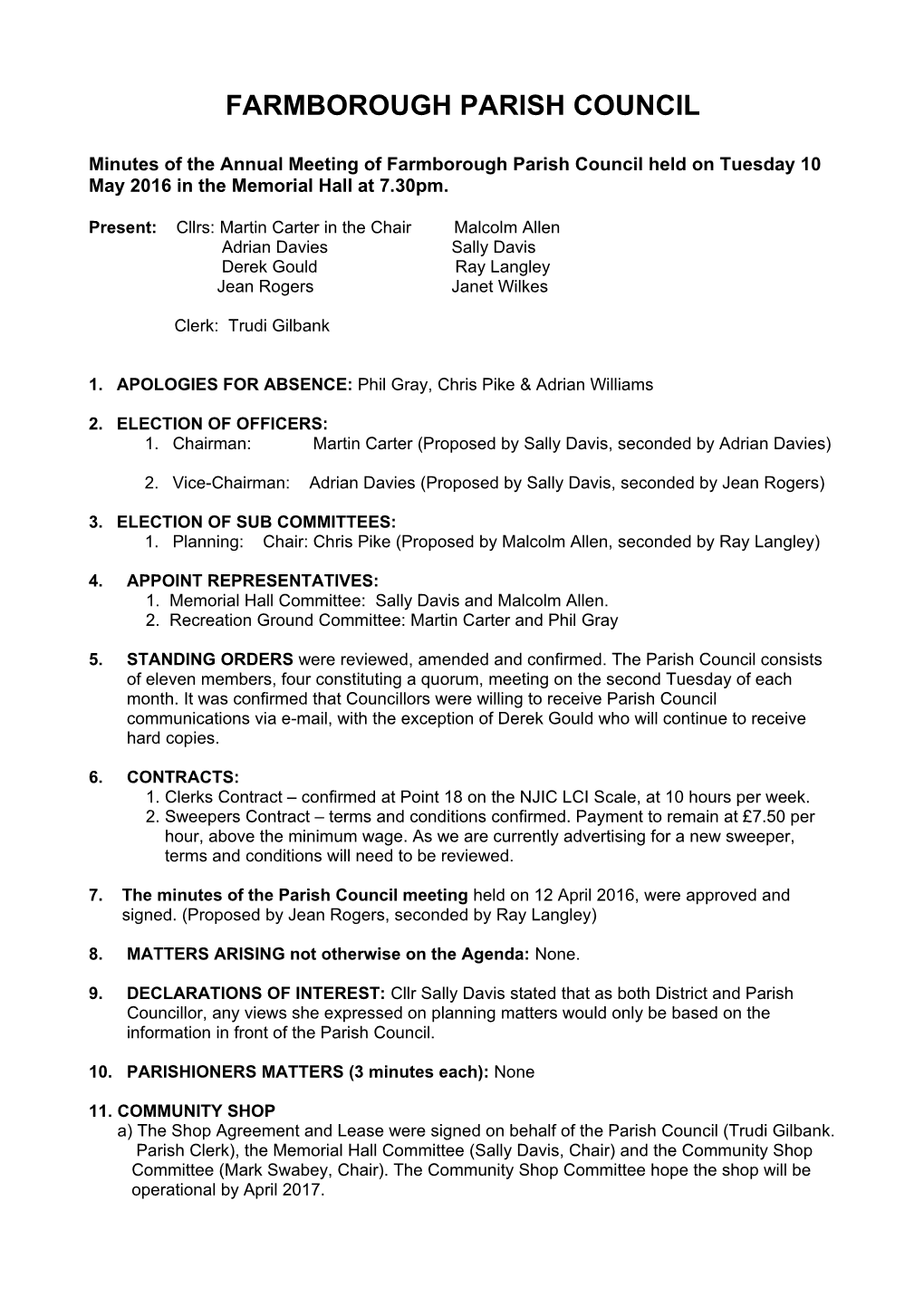 Farmborough Parish Council