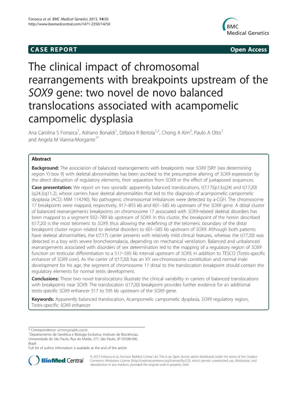 The Clinical Impact of Chromosomal