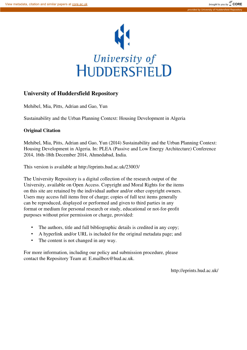 University of Huddersfield Repository