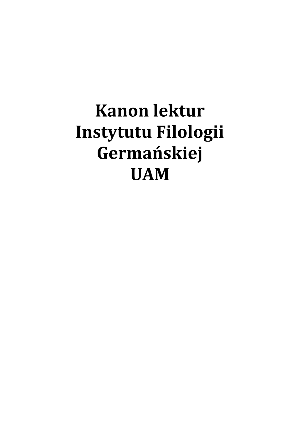 Kanon Lektur Instytutu Filologii Germańskiej