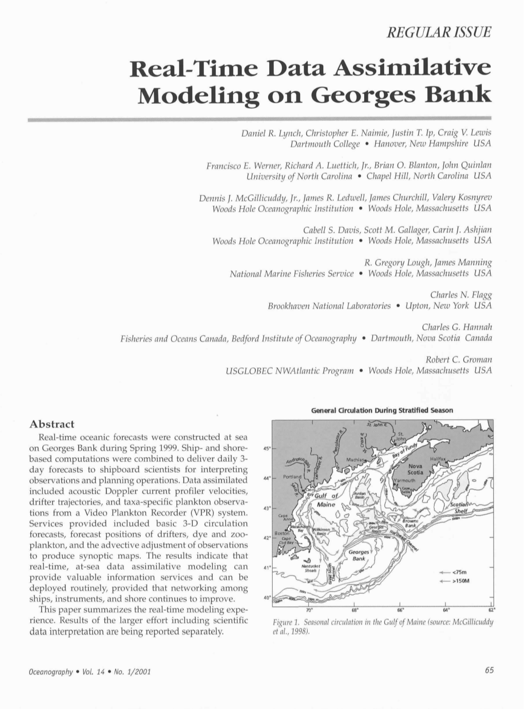 Real-Time Data Assimilative Modeling on Georges Bank