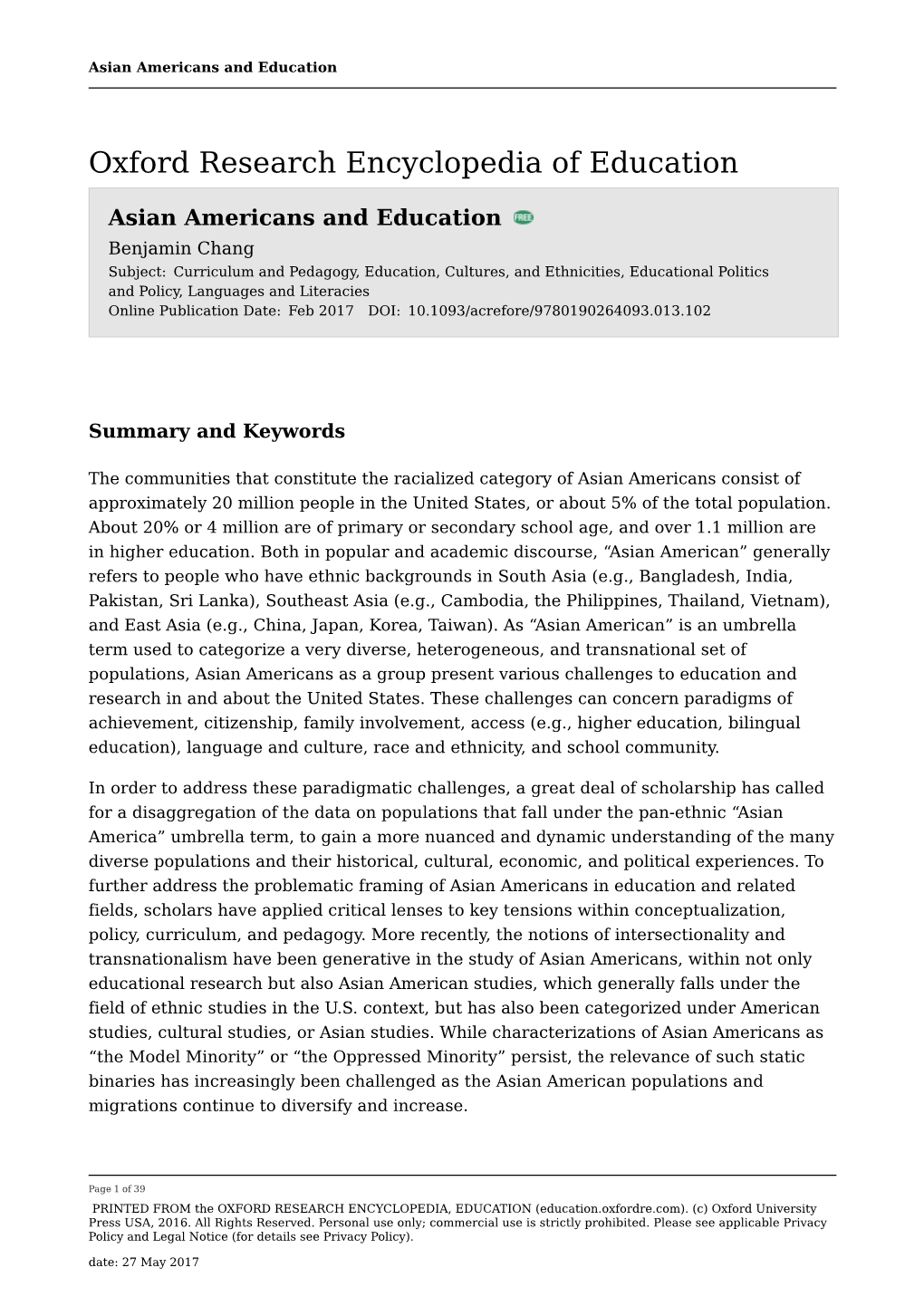 Asian Americans and Education