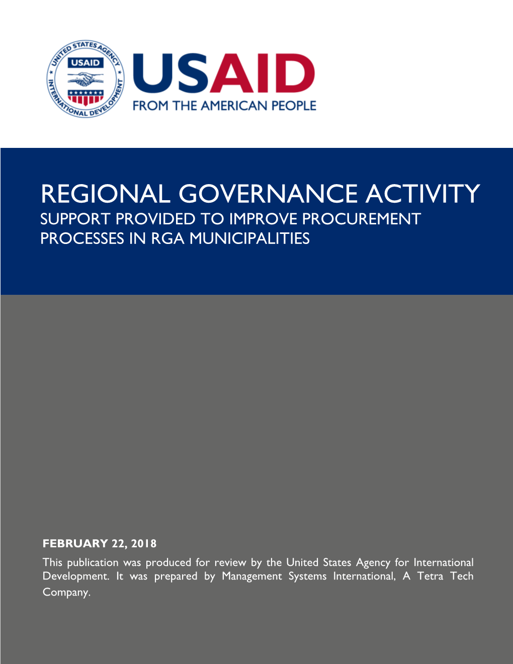 Regional Governance Activity: Support Provided to Improve