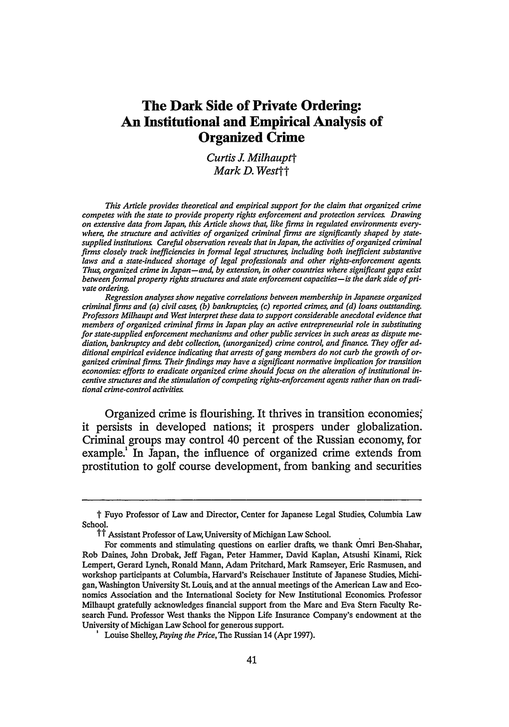 An Institutional and Empirical Analysis of Organized Crime Curtisj