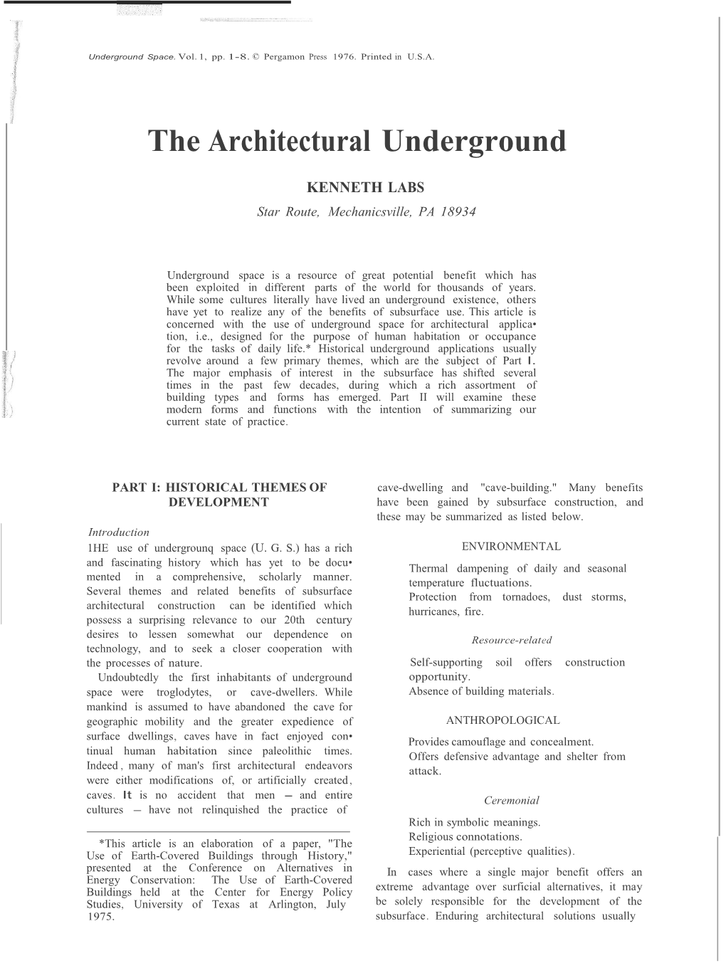The Architectural Underground