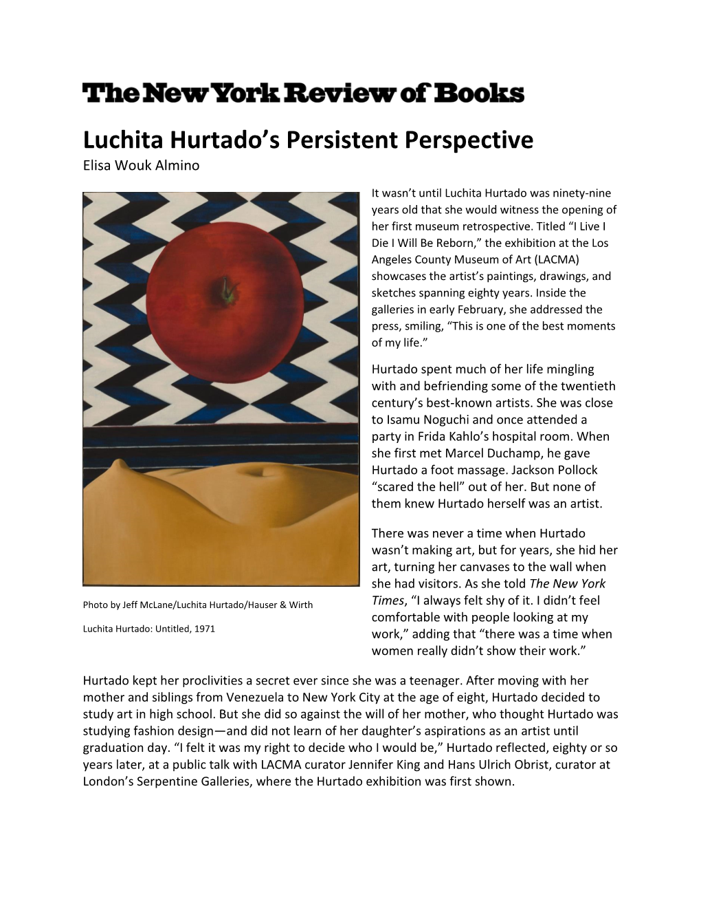 Luchita Hurtado's Persistent Perspective