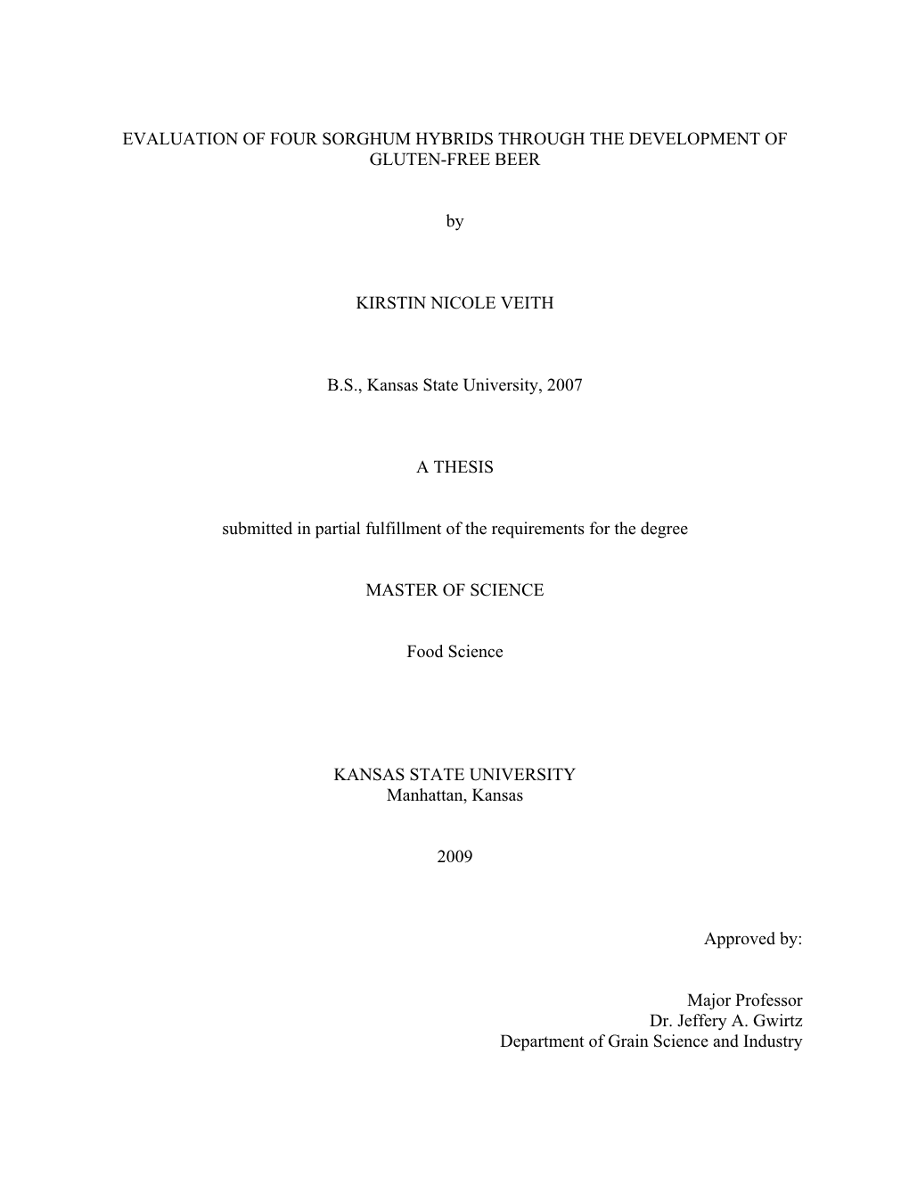 Evaluation of Four Sorghum Hybrids Through the Development of Gluten-Free Beer