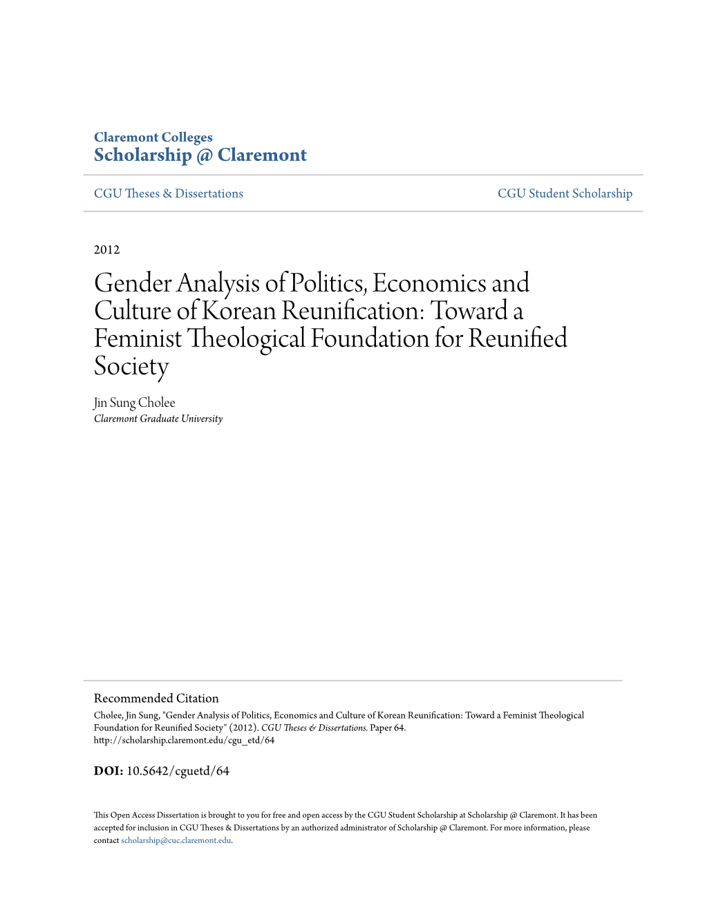 Gender Analysis of Politics, Economics and Culture of Korean