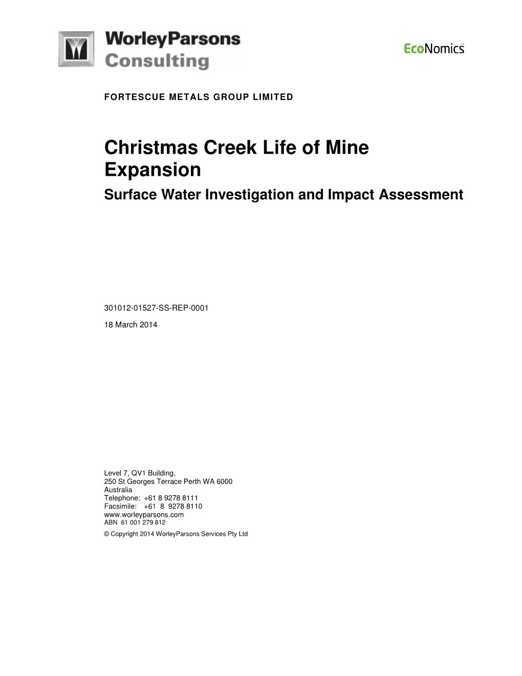 Christmas Creek Life of Mine Expansion Surface Water Investigation and Impact Assessment