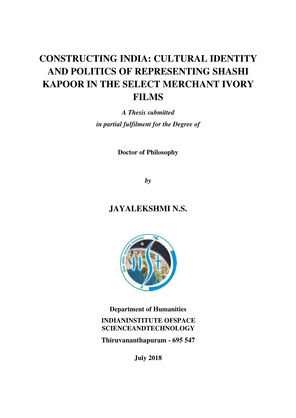 Cultural Identity and Politics of Representing Shashi Kapoor in the Select Merchant Ivory Films