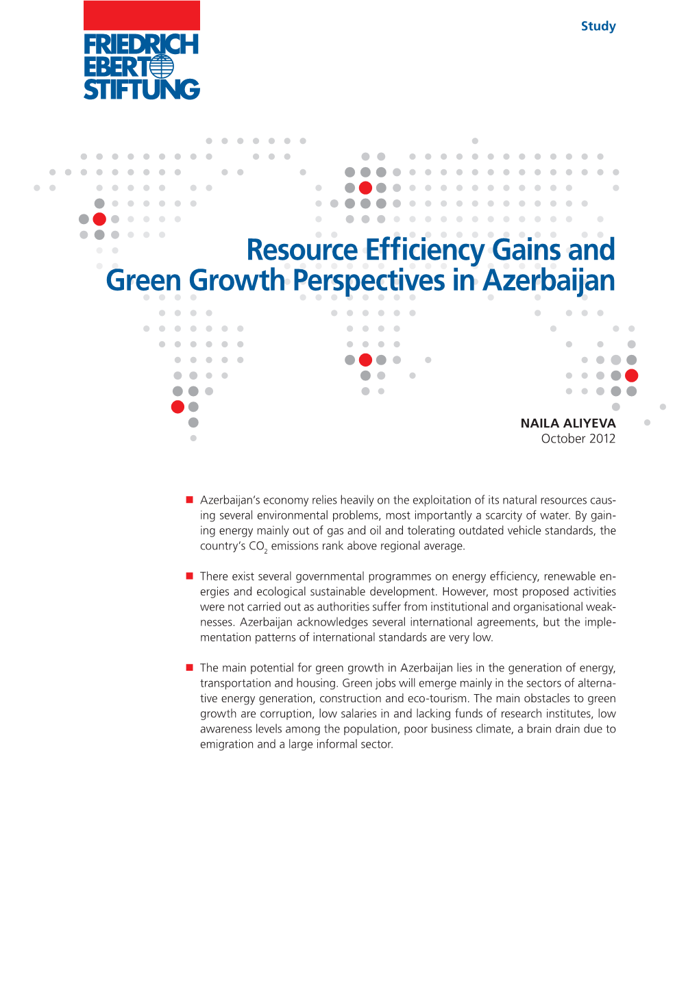 Resource Efficiency Gains and Green Growth Perspectives in Azerbaijan