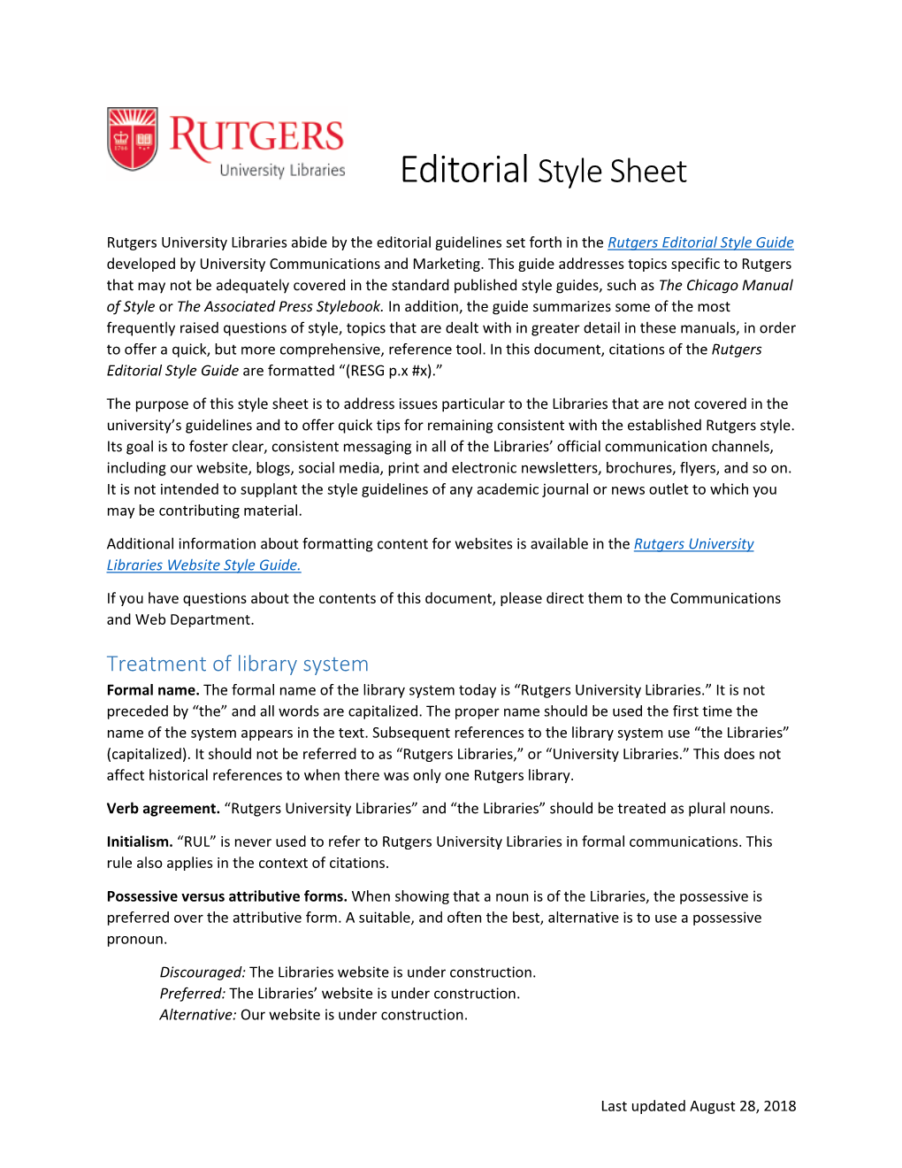 Editorial Style Sheet