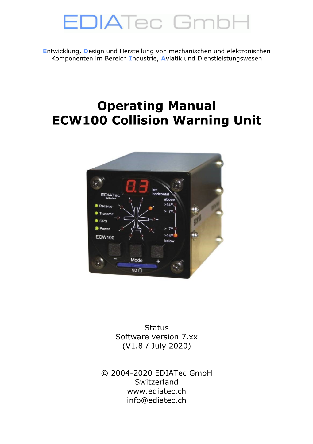 Operating Manual ECW100 Collision Warning Unit