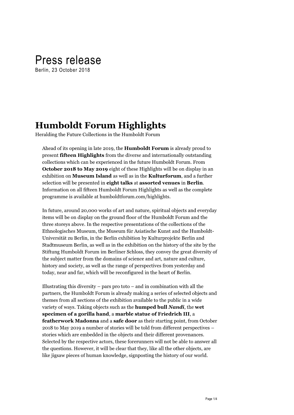 Humboldt Forum Highlights Heralding the Future Collections in the Humboldt Forum