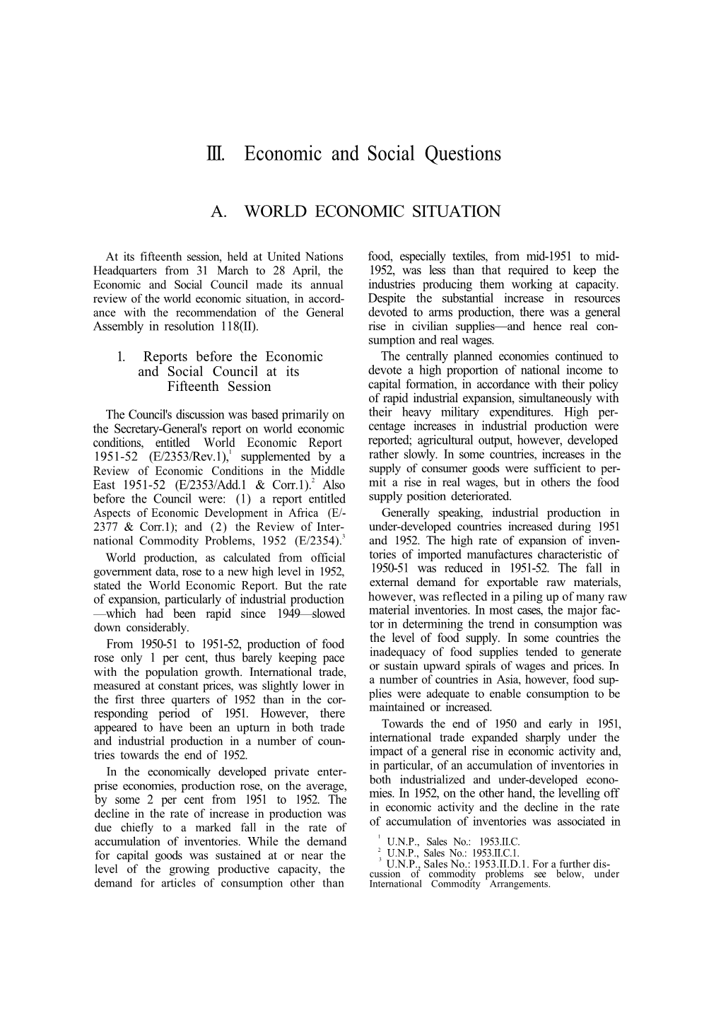 [ 1953 ] Part 1 Chapter 3 Economic and Social Questions