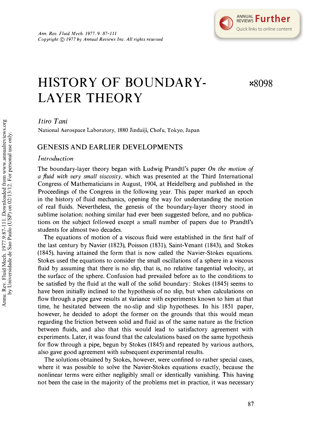 History of Boundary Layer Theory