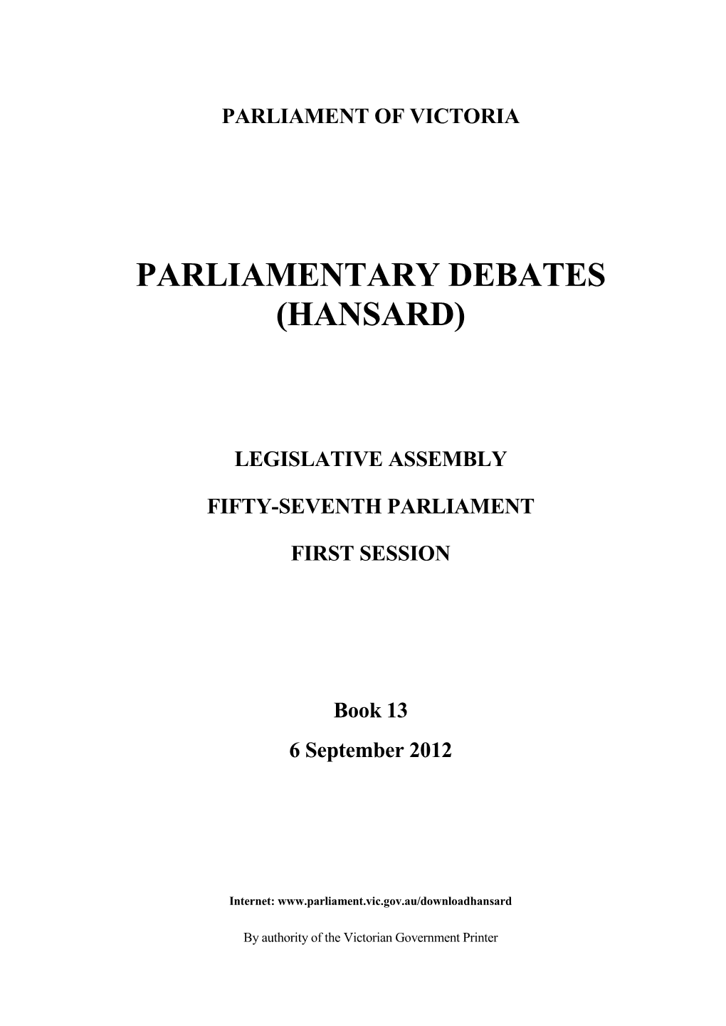 Parliamentary Debates (Hansard)