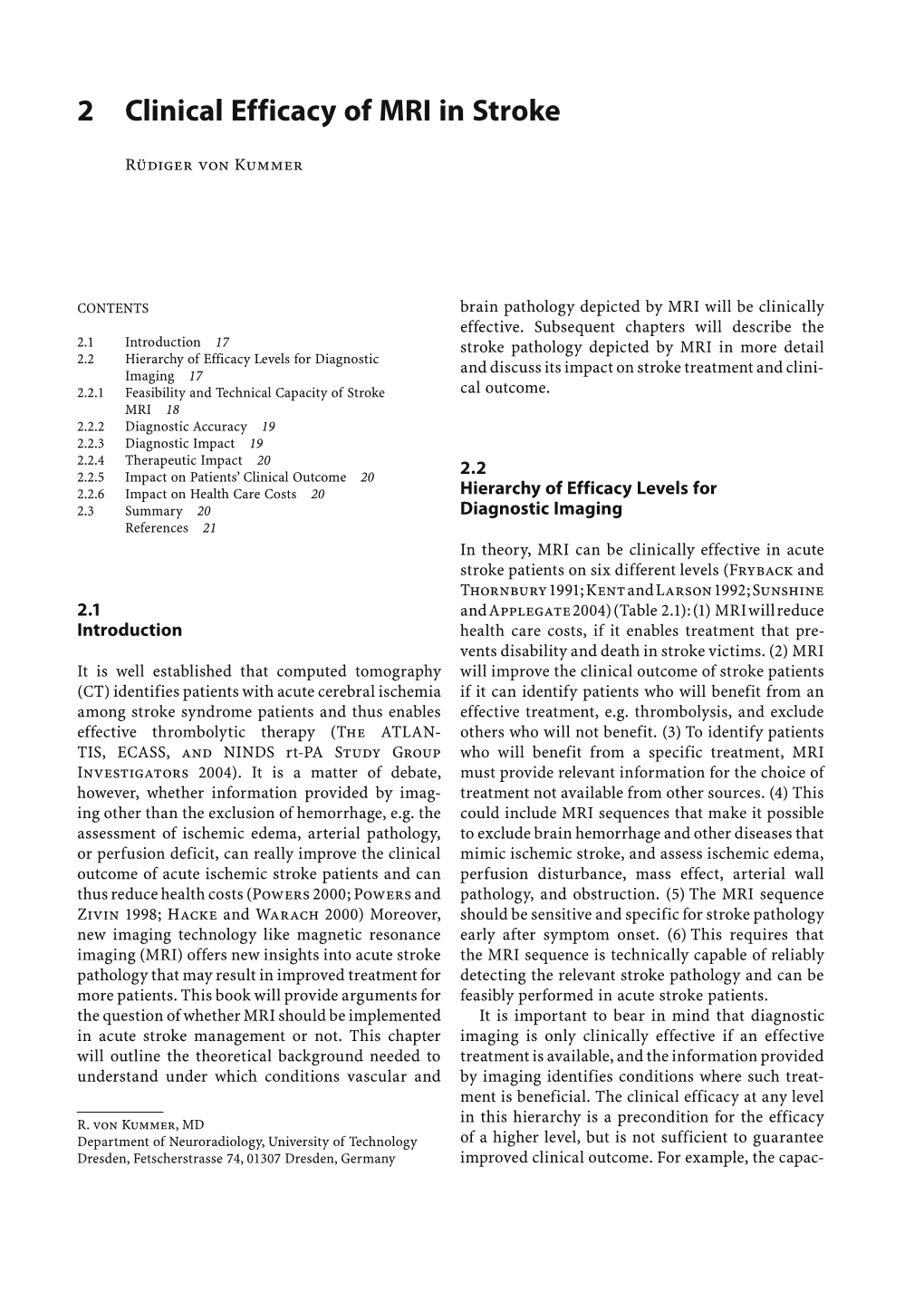 2 Clinical Efficacy of MRI in Stroke