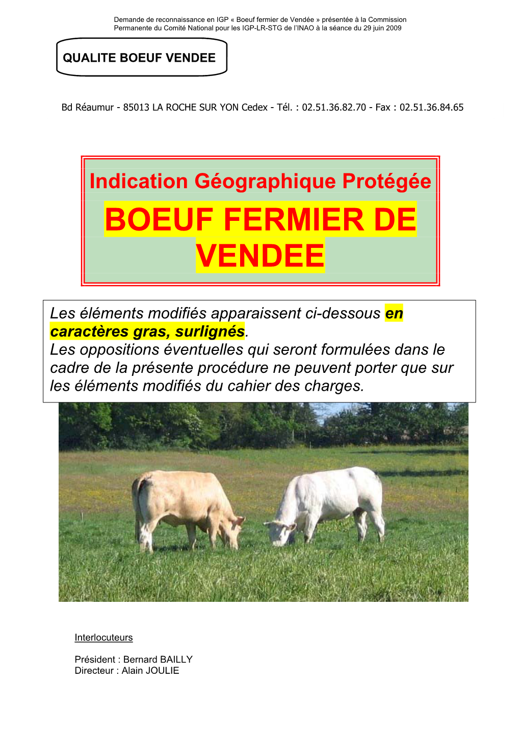 Boeuf Fermier De Vendee