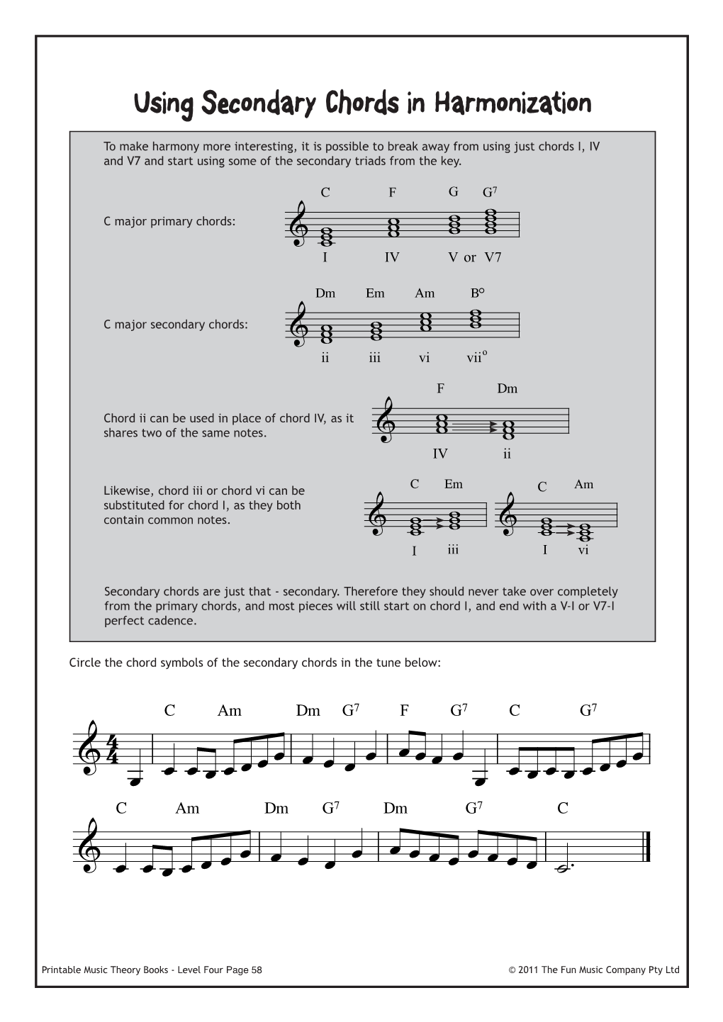 Using Secondary Chords in Harmonization