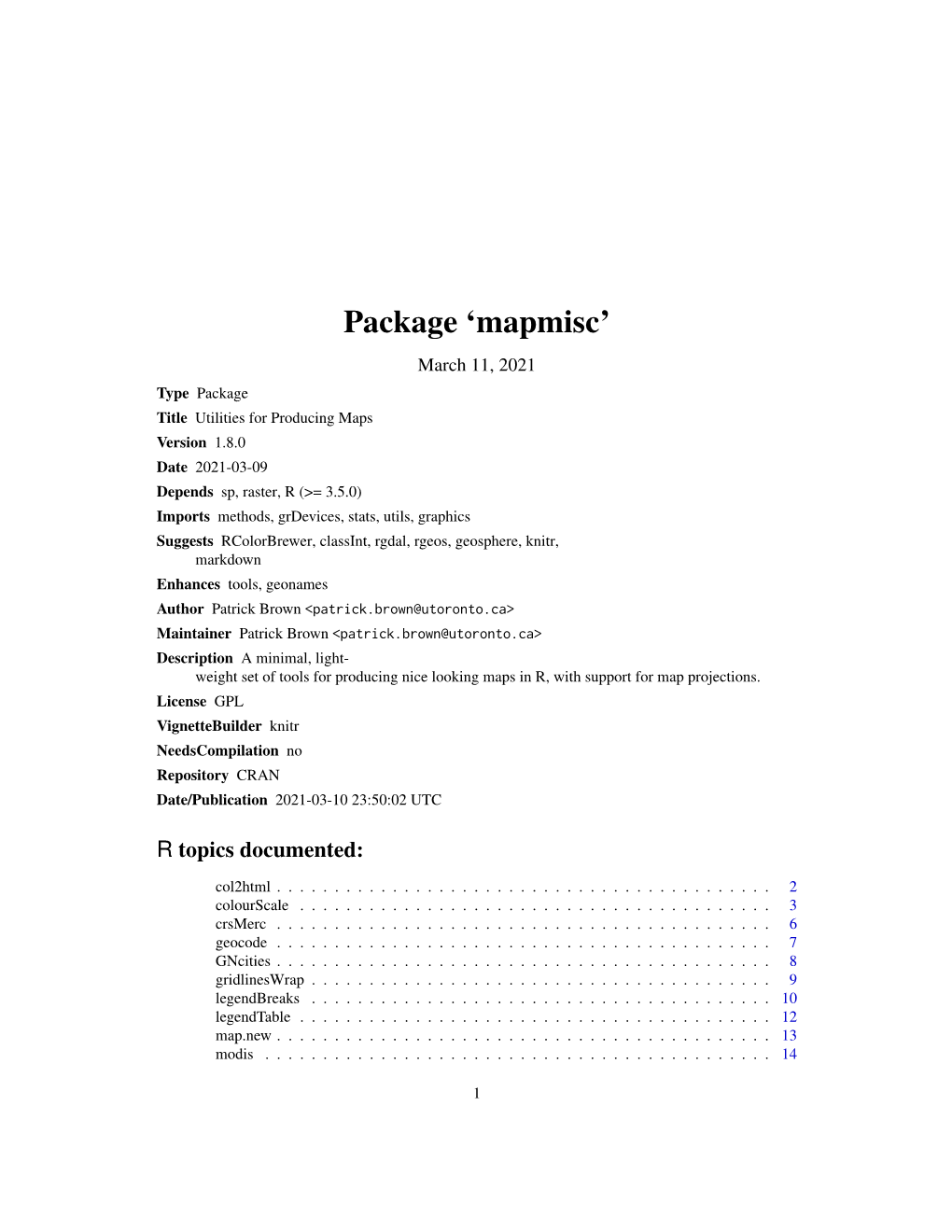 Package 'Mapmisc'