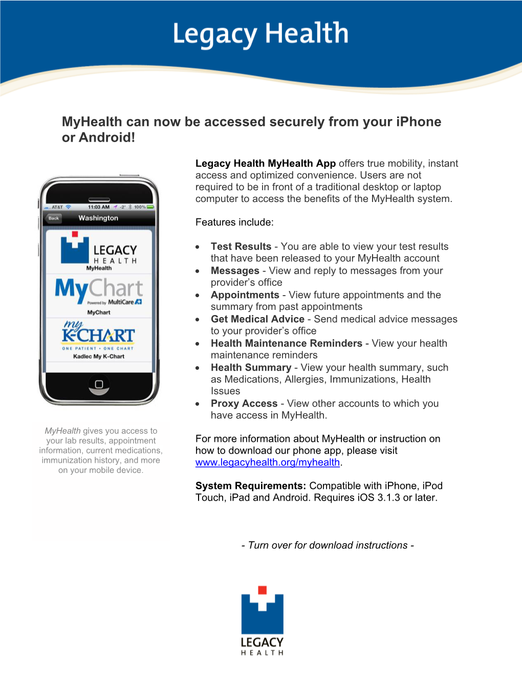 Myhealth Can Now Be Accessed Securely from Your Iphone Or Android!