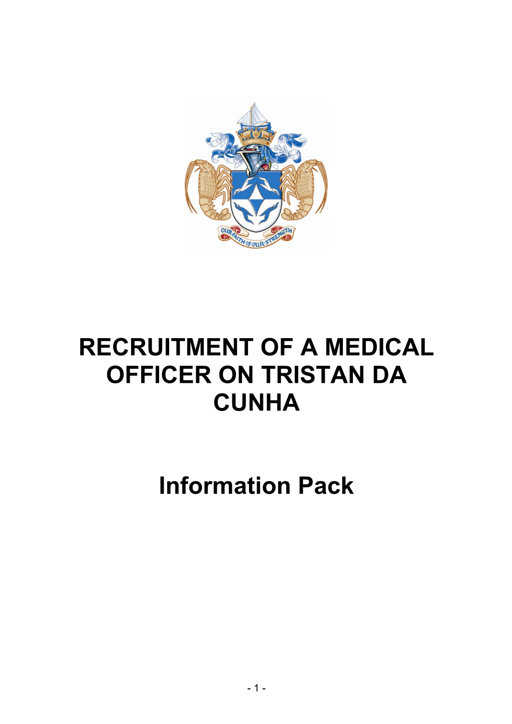 Recruitment of a Medical Officer on Tristan Da Cunha