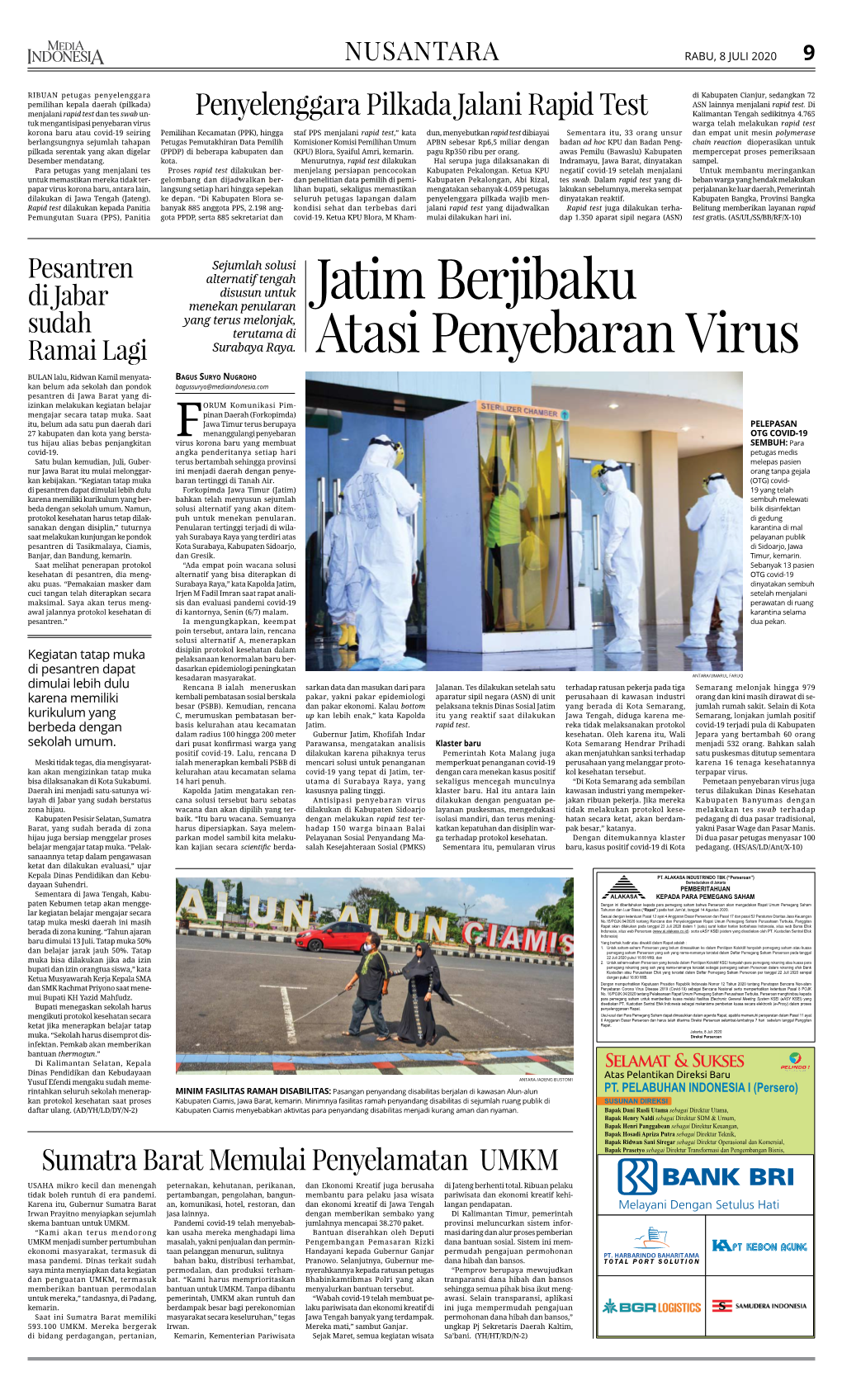 Jatim Berjibaku Atasi Penyebaran Virus