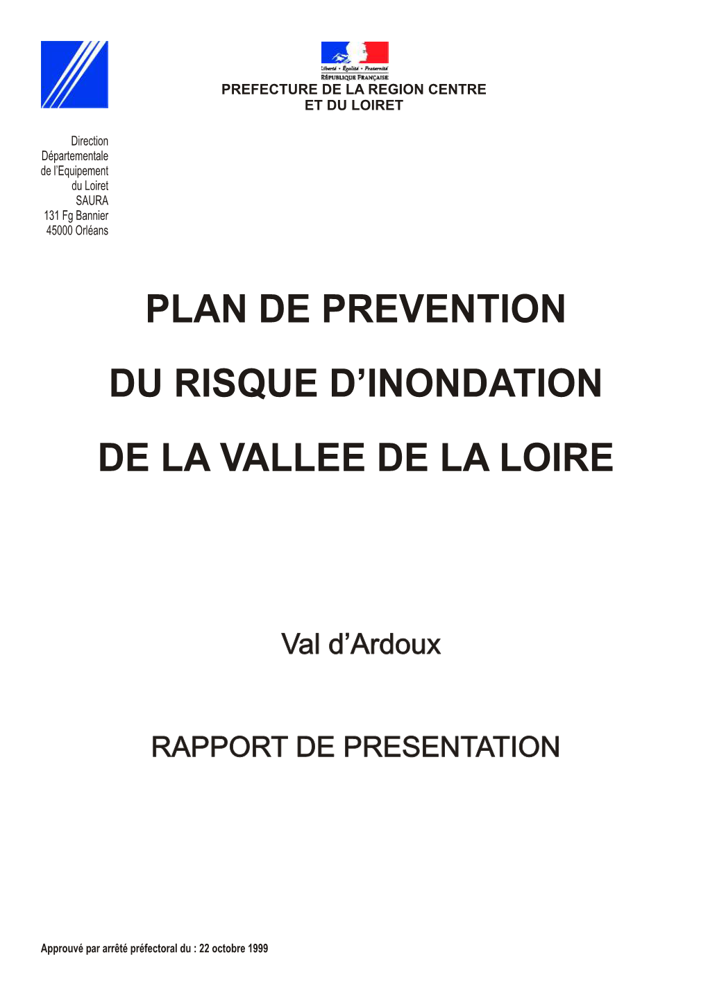 Rapport De Présentation Du PPRI Du Val D'ardoux