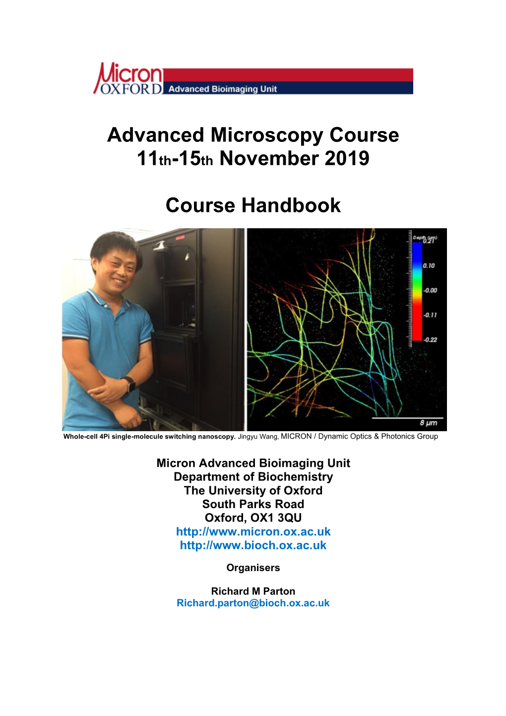 Advanced Microscopy Course 11Th-15Th November 2019 Course Handbook