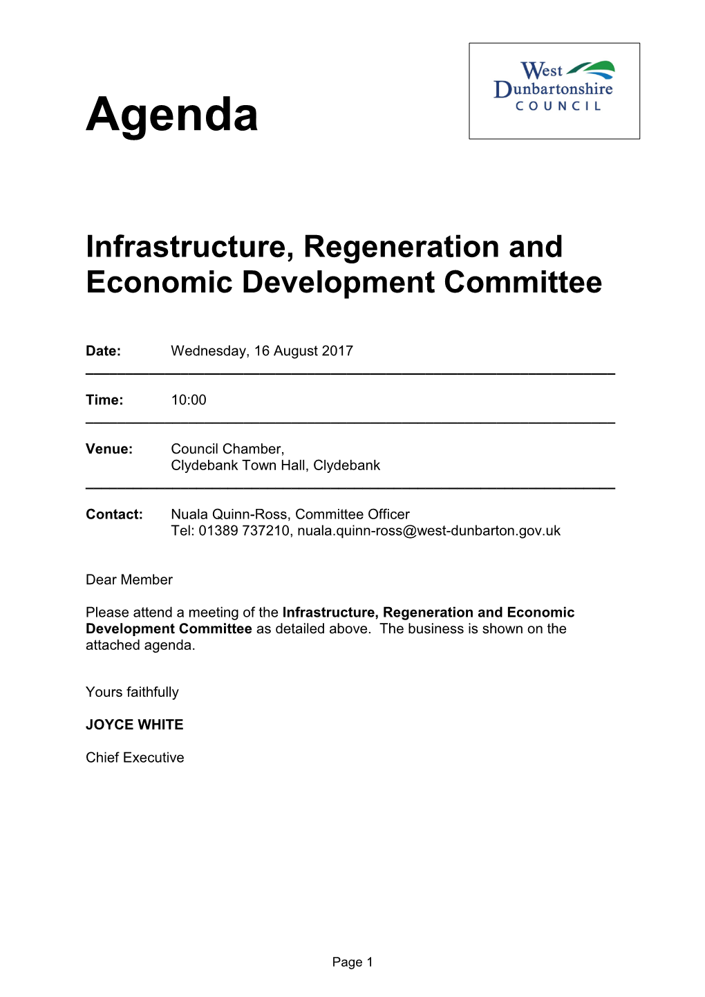 Infrastructure, Regeneration and Economic Development Committee