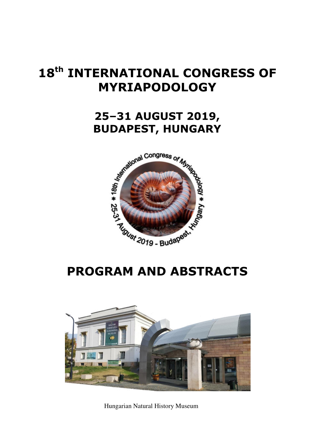 18 International Congress of Myriapodology Program