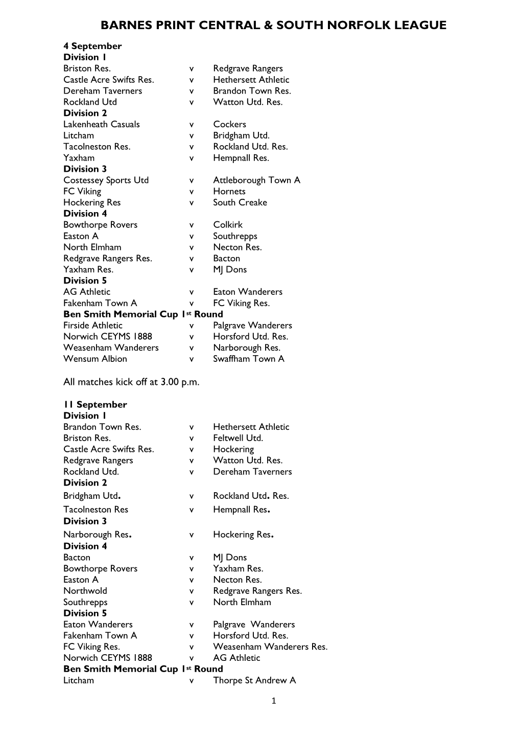 Crown Fire Central & South Norfolk League