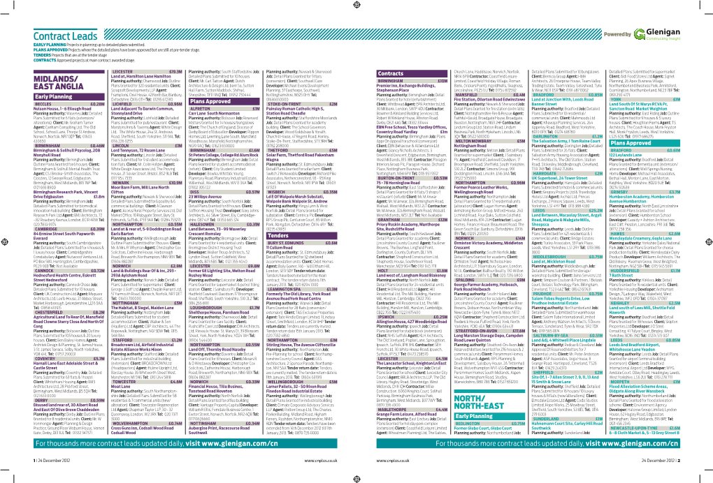 Contract Leads Powered by EARLY PLANNING Projects in Planning up to Detailed Plans Submitted